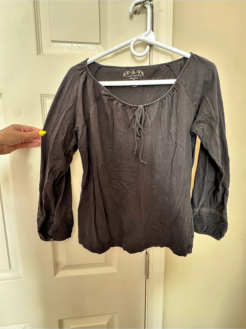 Currants Gray Long Sleeve Blouse